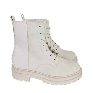 NWT BOG Collective Nordstrom Boots Lace-up Combat Lug Chunky Leather White 7
